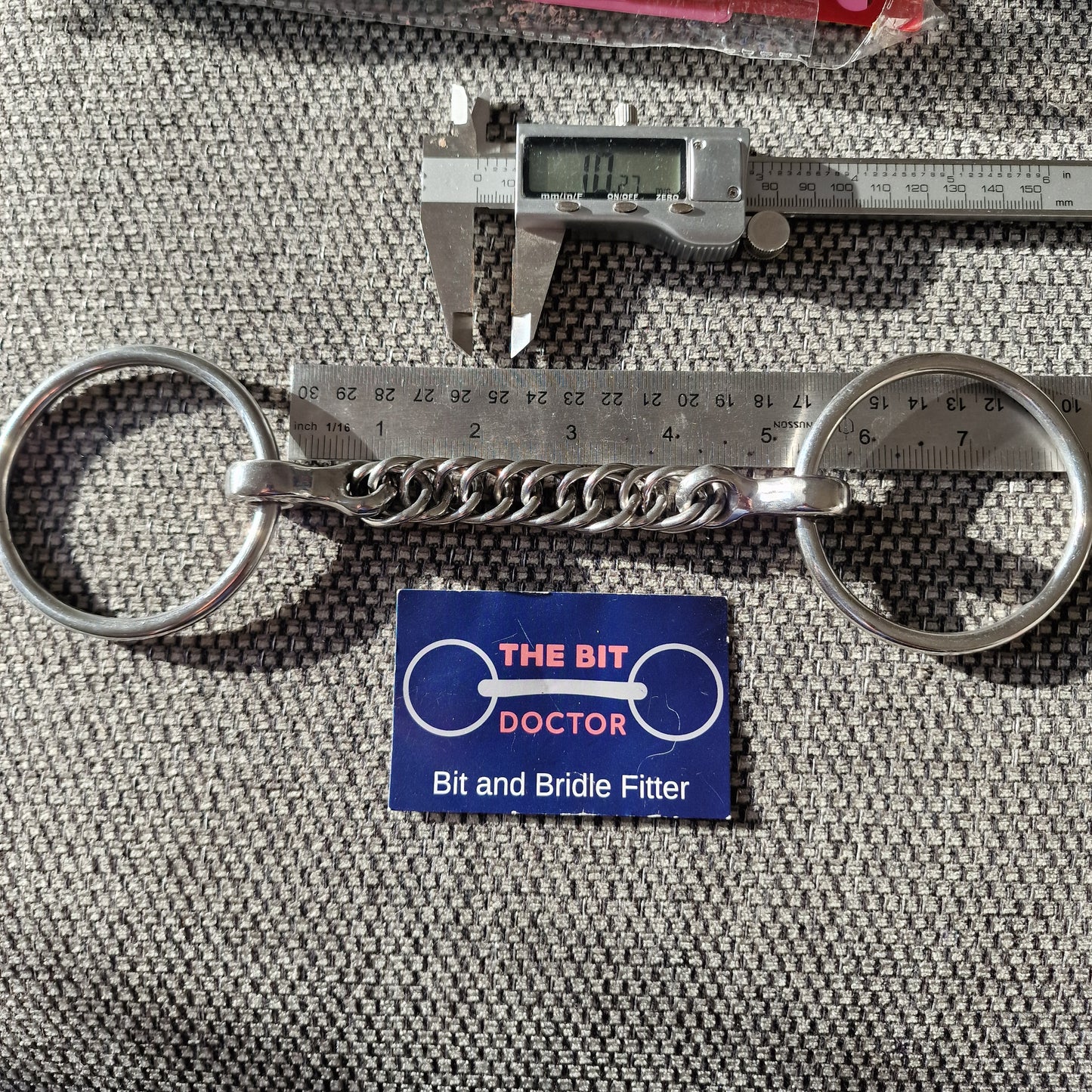 5" custom curb chain loose ring snaffle bit B437