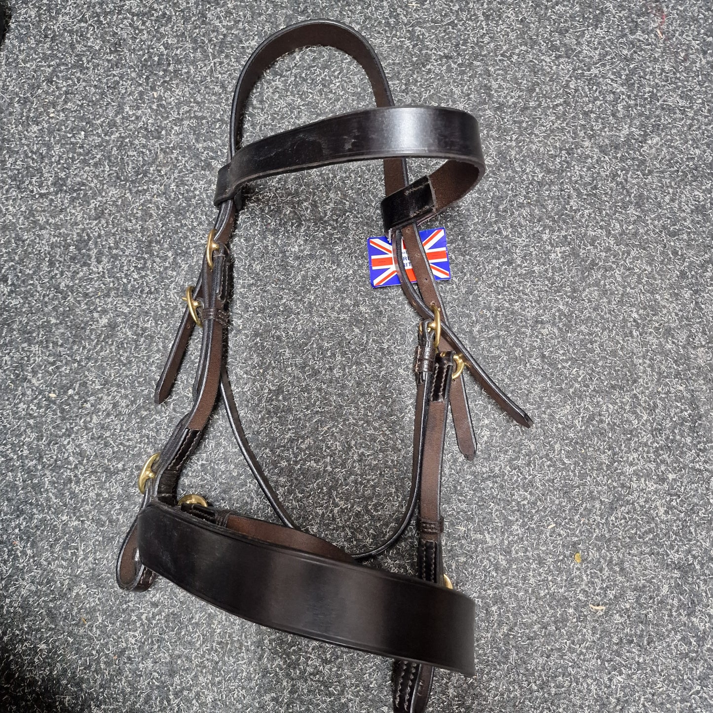 Cob brown english leather inhand bridle A48
