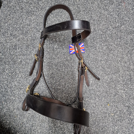 Cob brown english leather inhand bridle A48