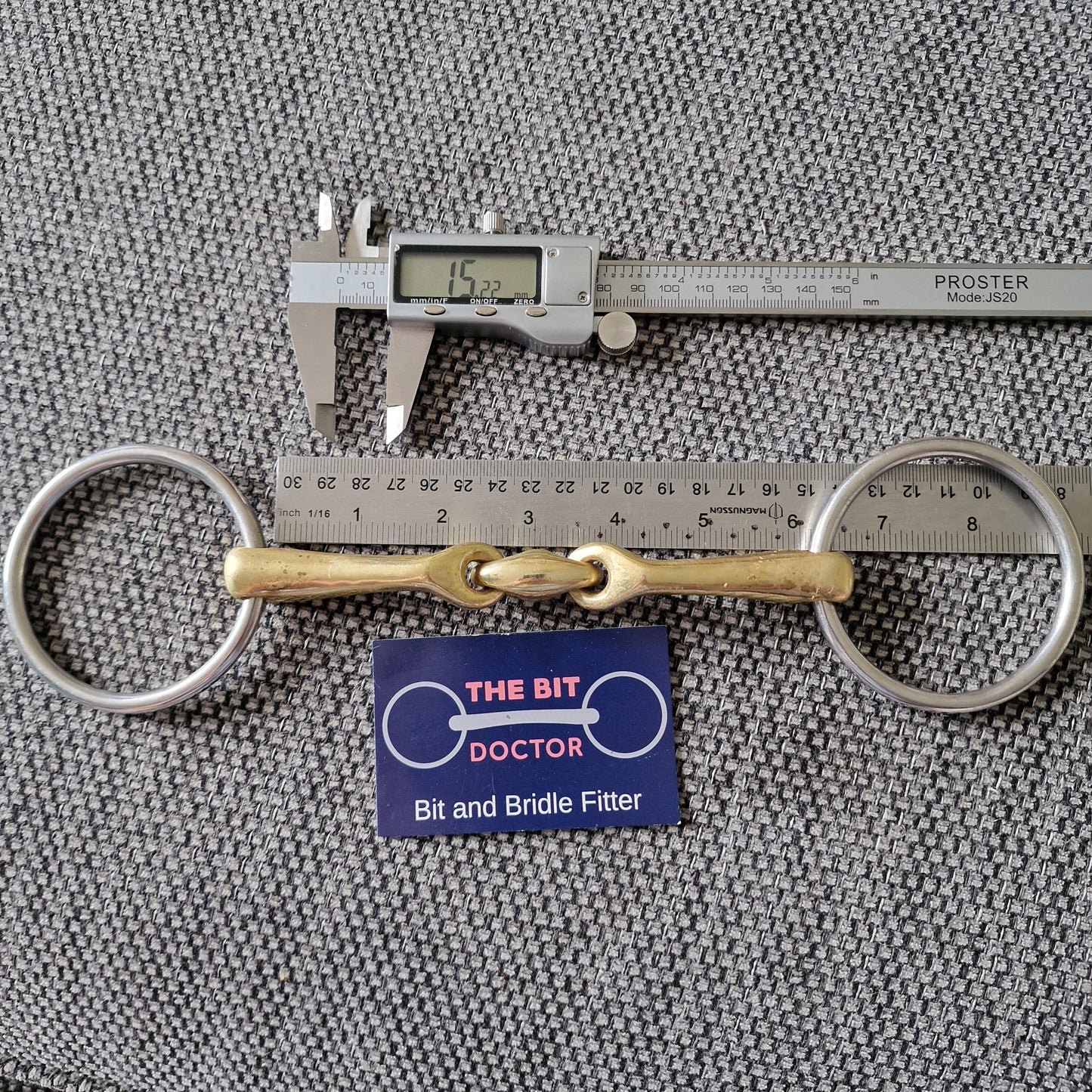 6" anatomical curved copper lozenge loose ring snaffle verbindend style bit B75