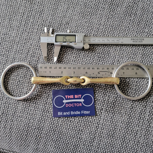 6" anatomical curved copper lozenge loose ring snaffle verbindend style bit B75