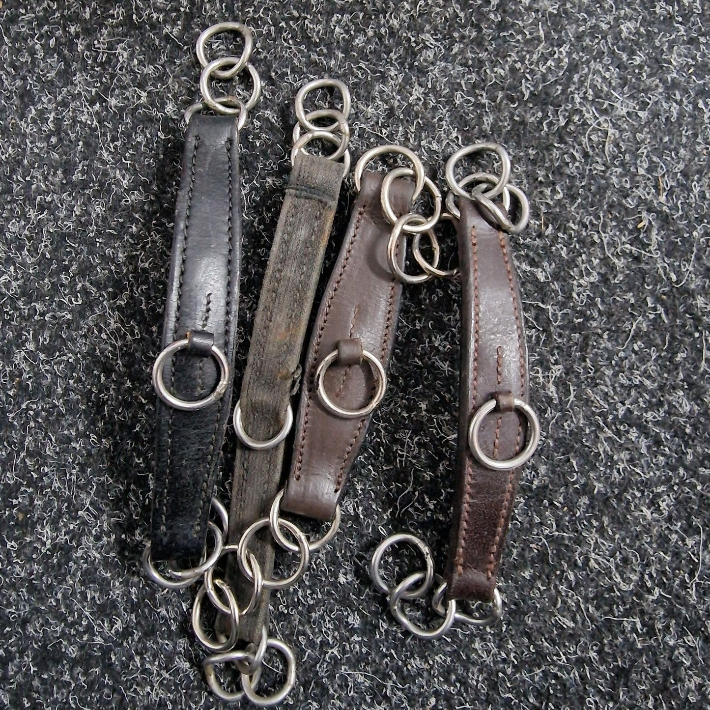 Used leather and elastic curb chains