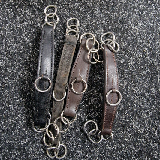 Used leather and elastic curb chains