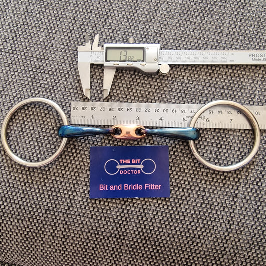 5" custom blue sweet iron copper lozenge loose ring snaffle bit B356