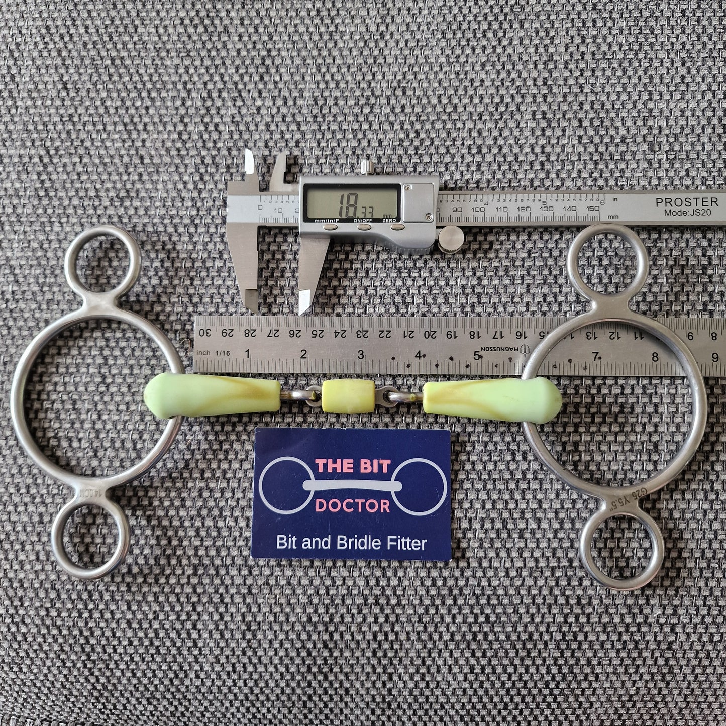 5.5" flexi mouth equikind lozenge roller 2-ring universal gag Bit B1612