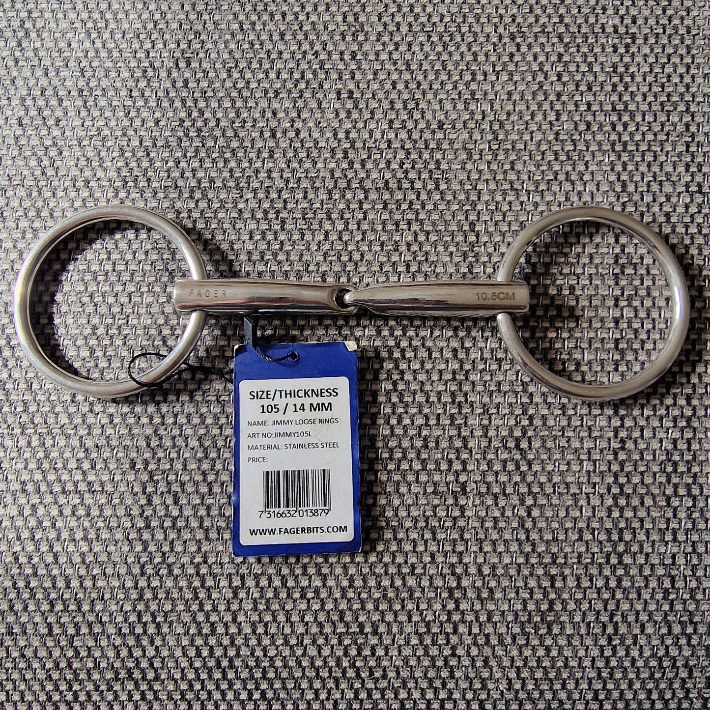 4" 105mm Fager Jimmy loose ring snaffle Bit B1616