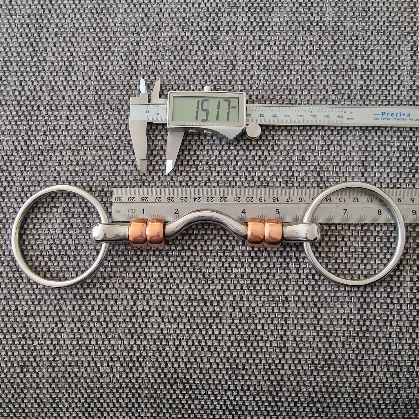 5.5" Custom  copper roller ported loose ring snaffle bit B697