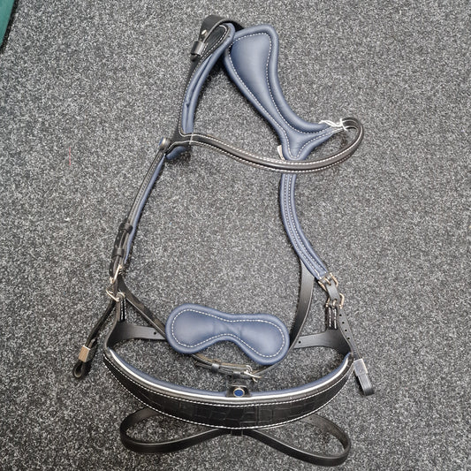 Stubben Freedom II bridle - customised black mock croc white and navy FULL size
