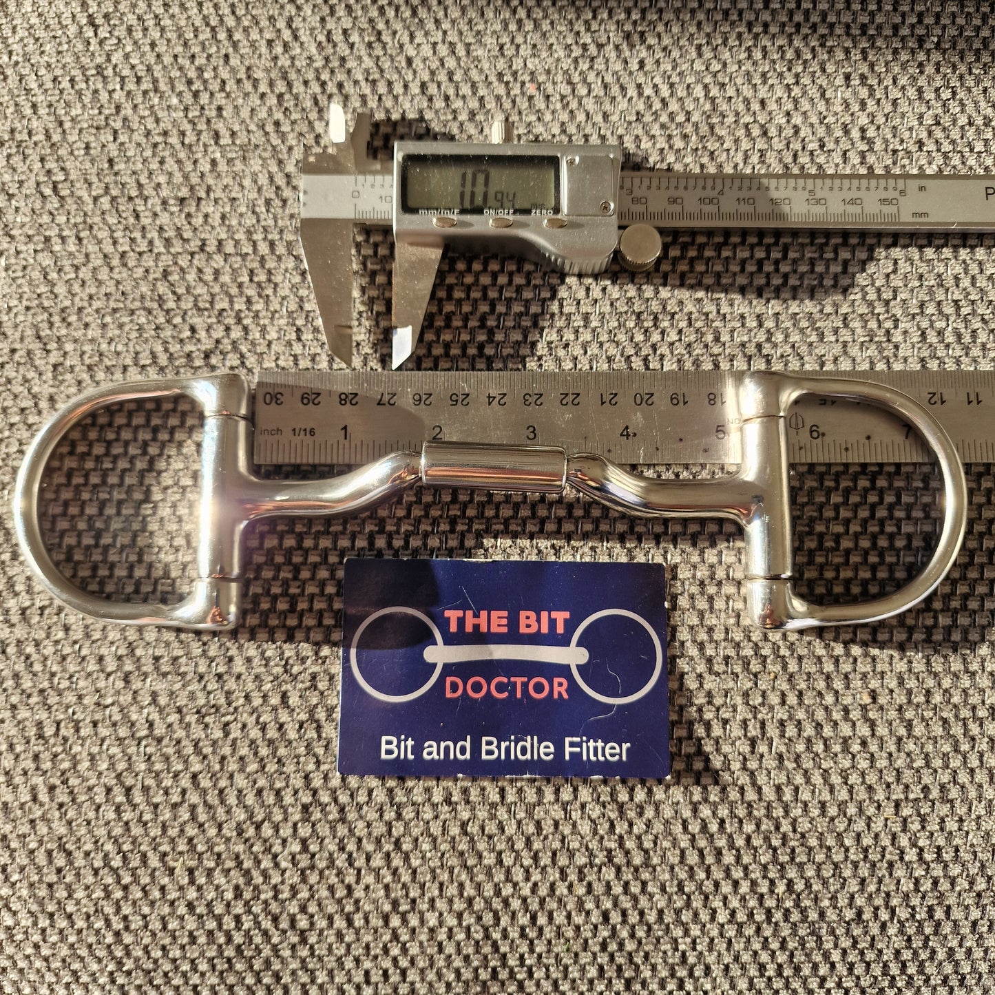 5" custom Myler mb36 tilted barrel d-ring snaffle bit B257