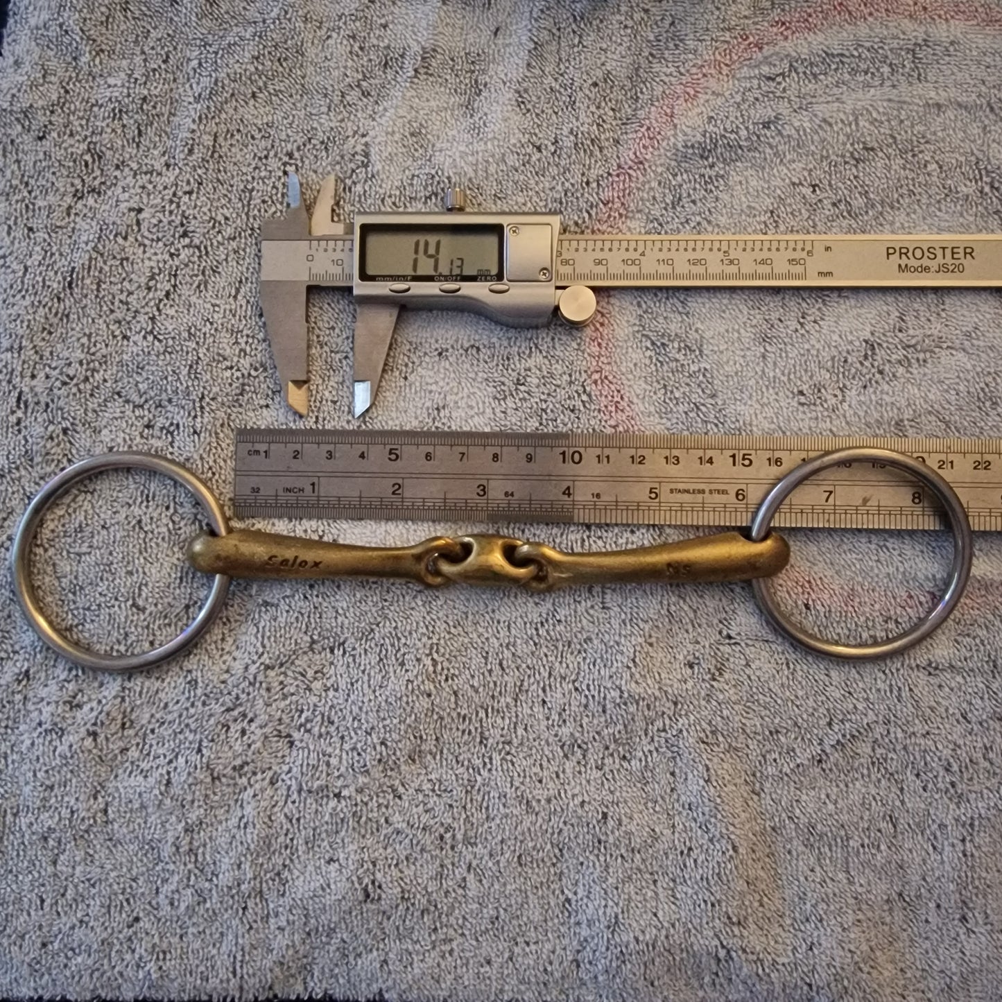 6" 14mm Neue Schule tranz angle lozenge loose ring bradoon snaffle bit B661