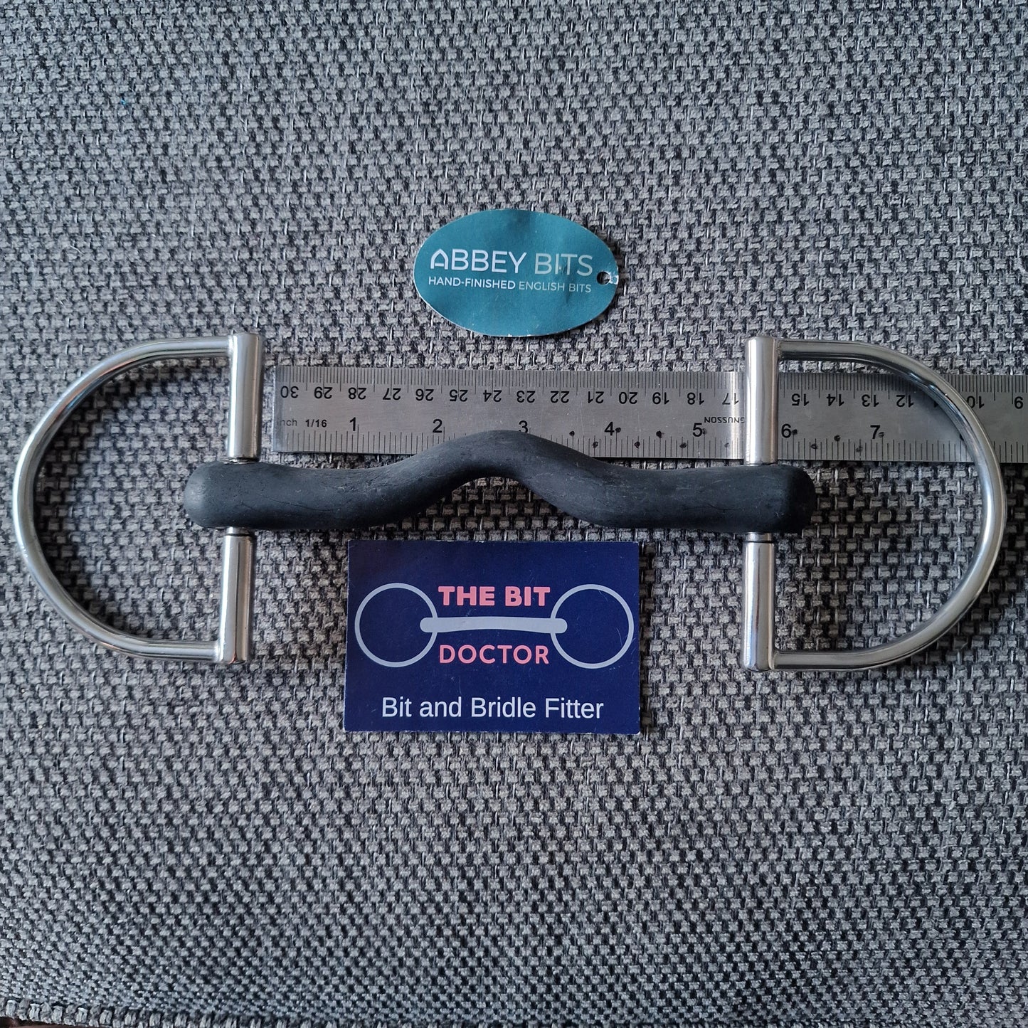 5.25" new abbey custom vulcanite ported d-ring snaffle bit B1074