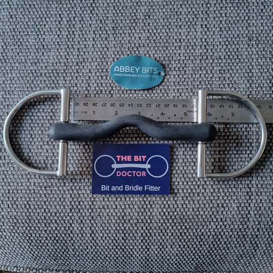 5.25" new abbey custom vulcanite ported d-ring snaffle bit B1074