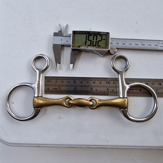 4.5" hanging cheek copper lozenge snaffle Bit B989