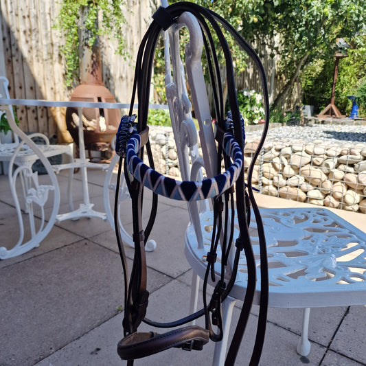 Cob brown English leather show cavesson bridle A29