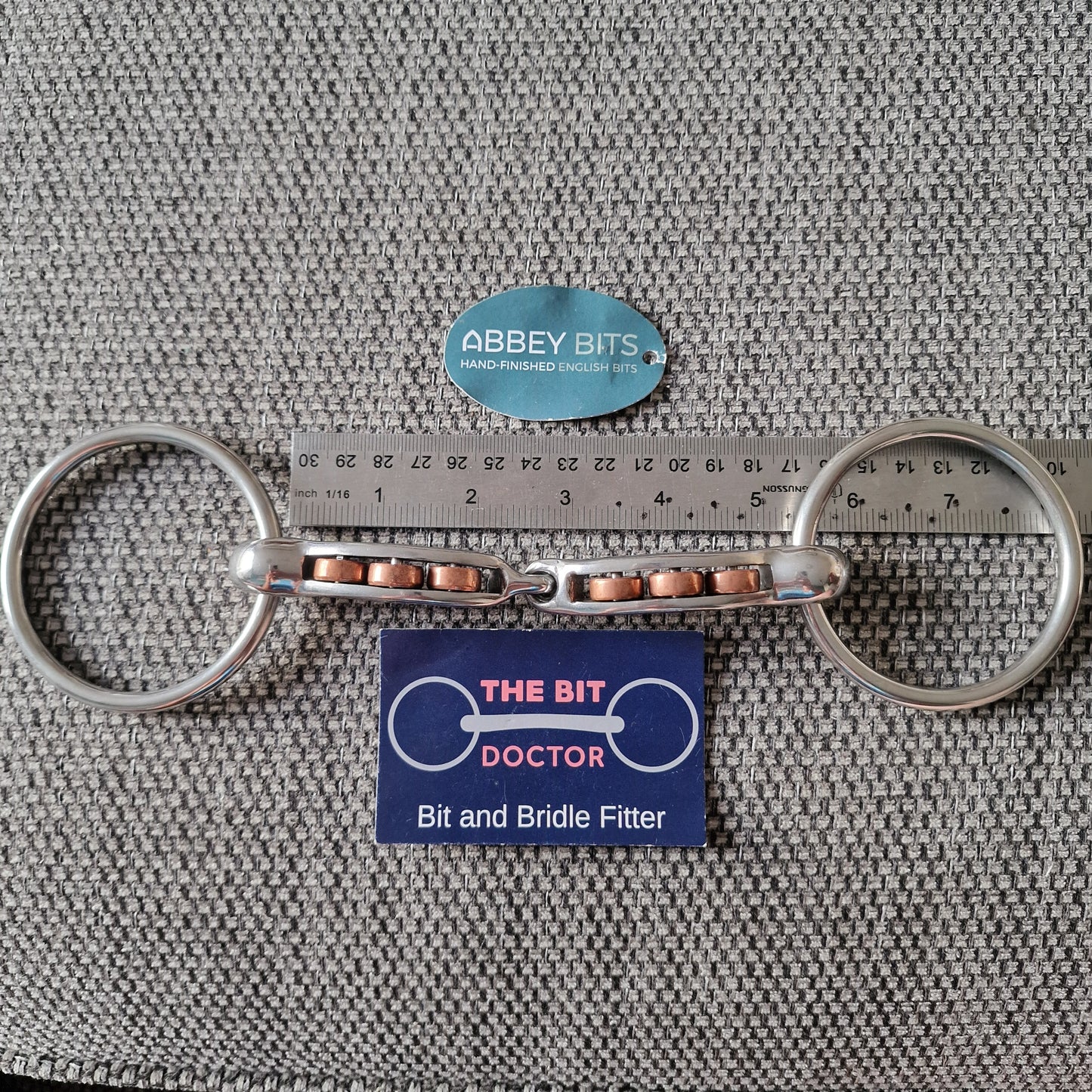 5.25" new abbey custom curved copper roller magennis loose ring snaffle Bit B1708