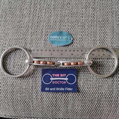 5.25" new abbey custom curved copper roller magennis loose ring snaffle Bit B1708