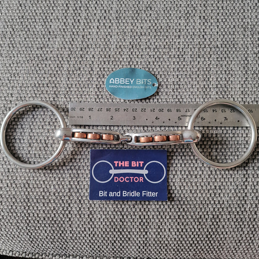 5.25" new abbey custom curved copper roller magennis loose ring snaffle Bit B1708