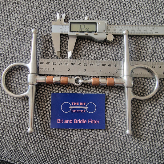 5.25" full cheek copper roller Snaffle bit B412