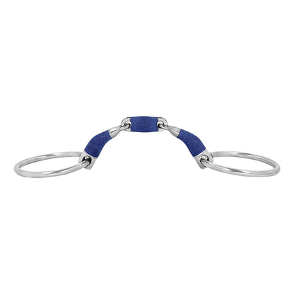 Bombers Blue elliptical lozenge loose ring snaffle Bit
