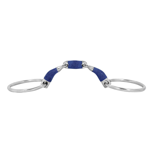 Bombers Blue elliptical lozenge loose ring snaffle Bit