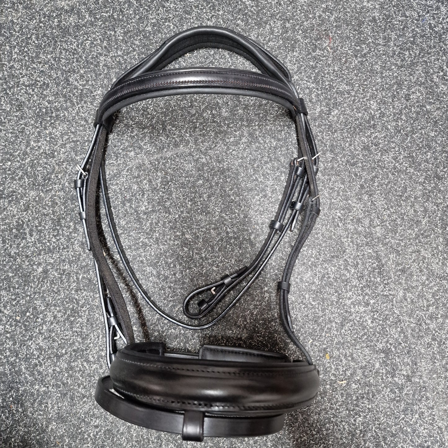 Cob black english leather anatomical padded flash bridle A47