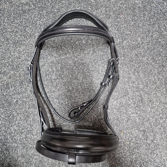 Cob black english leather anatomical padded flash bridle A47