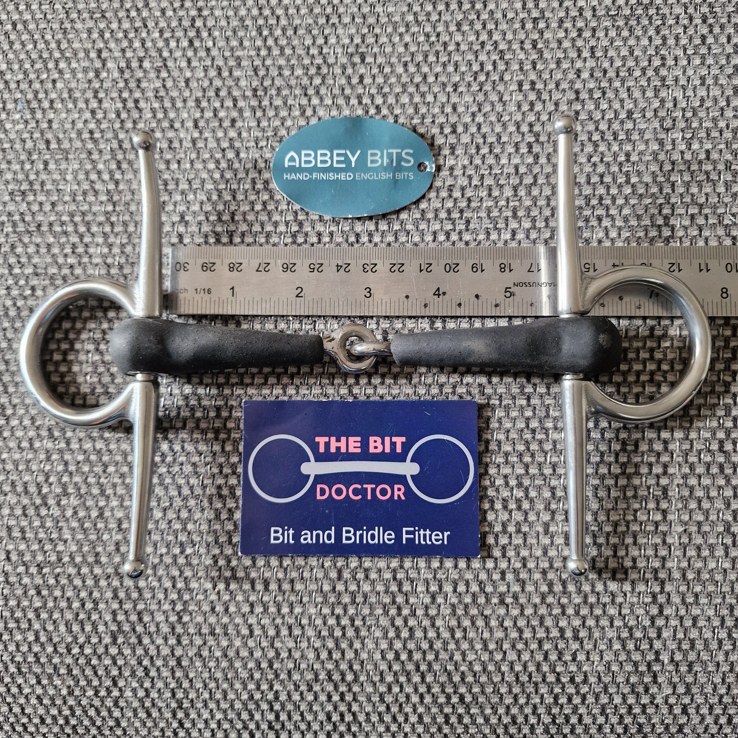 5.5" new abbey rubber jointed full cheek snaffle B638