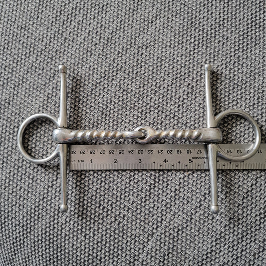 5.5" abbey/fylde fast twisted jointed full cheek snaffle bit B122