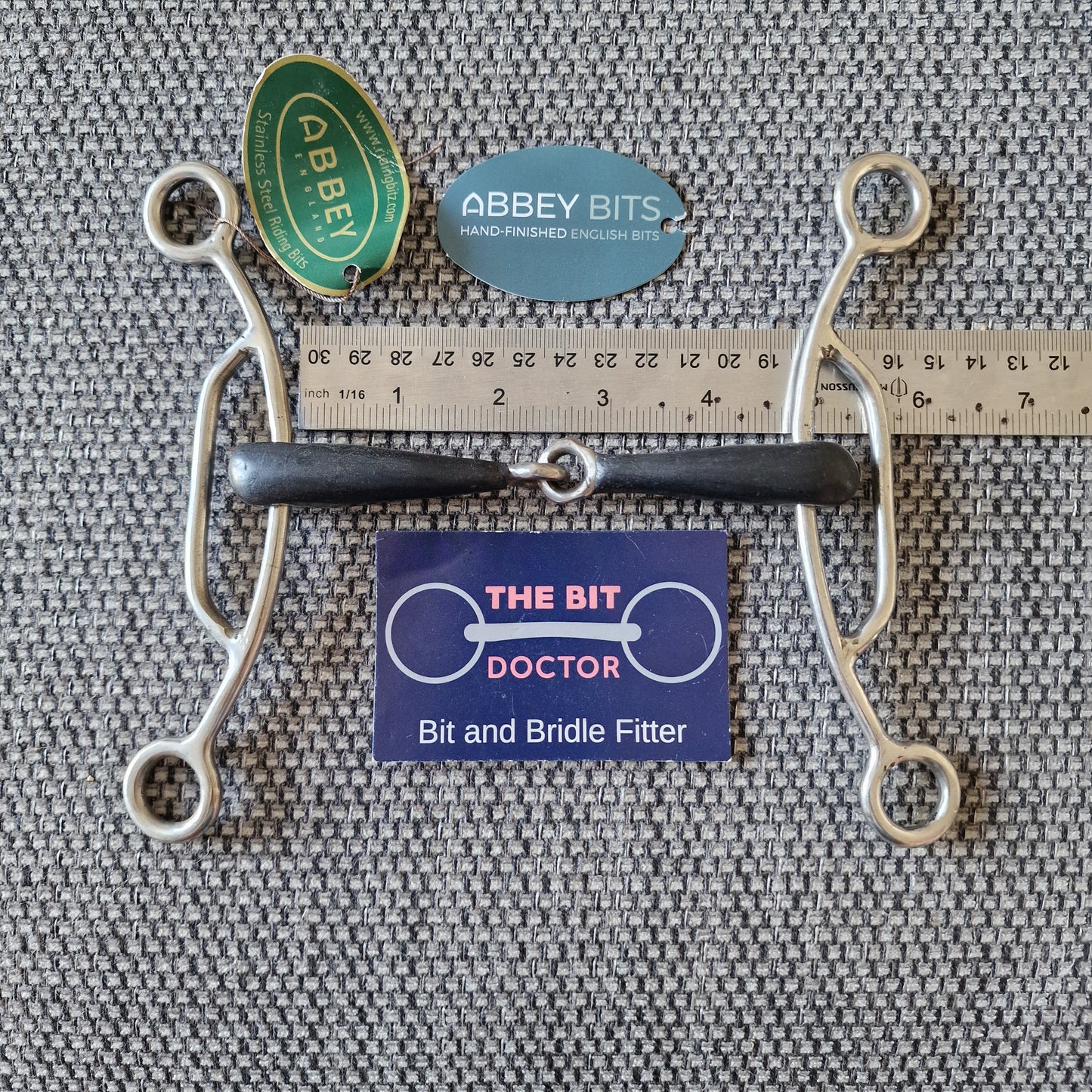 4 5" new abbey custom vulcanite jointed neat shank american gag Bit B1585