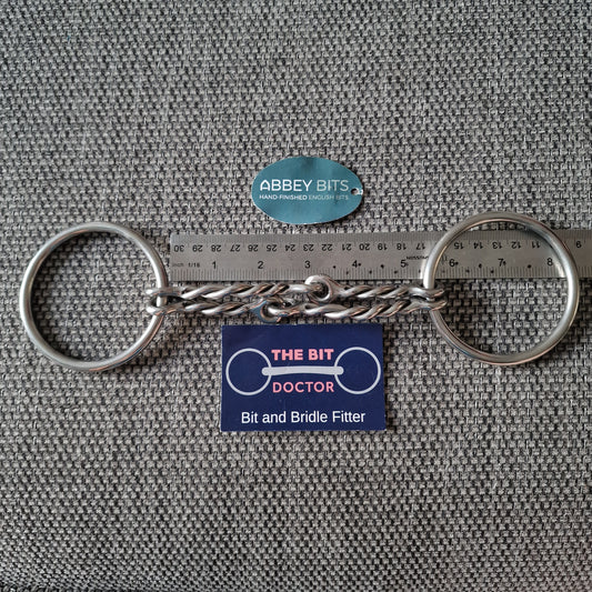 5.25" new abbey custom twisted wire w-mouth loose ring snaffle Bit B1354