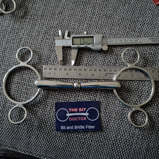 5.5" new Eldonian KY rotary single jointed 2-ring universal gag bit B745
