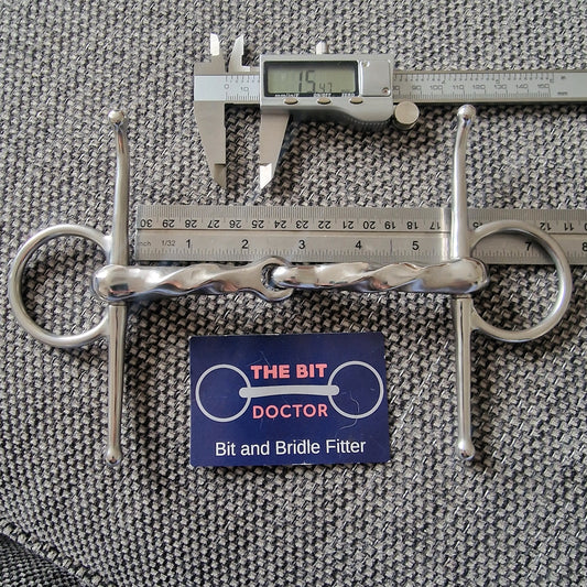 5.5" custom made slow twisted full cheek snaffle bit B606