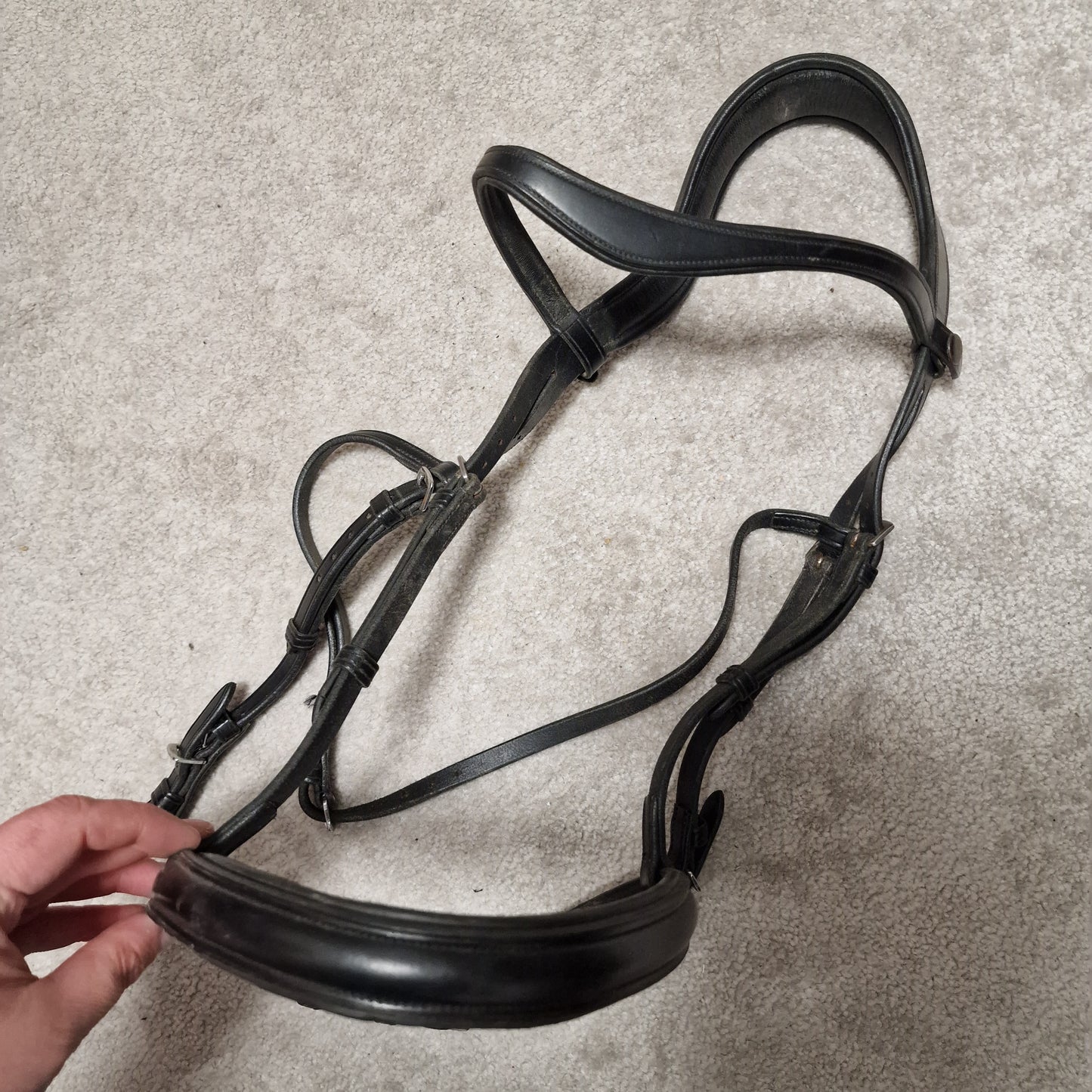 Full black horsemanship saddlery bridle A8