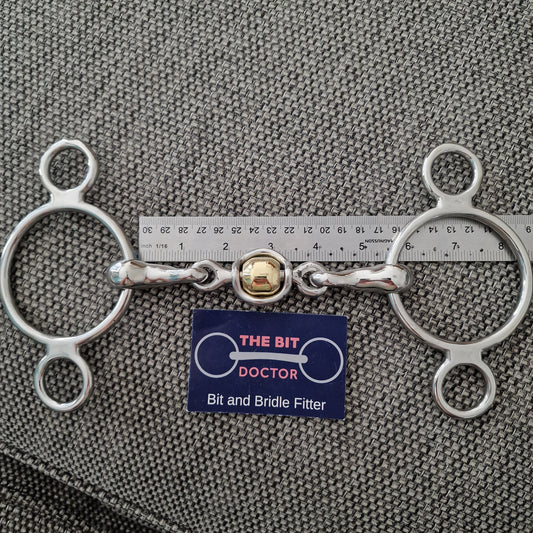 5.25" new abbey custom copper roller hartford link 2-ring universal gag bit B475
