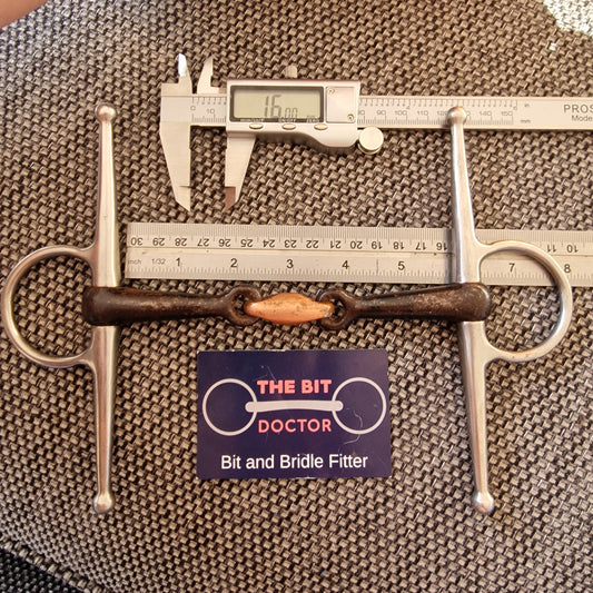 5.75" full cheek sweet iron copper lozenge snaffle Bit B1264