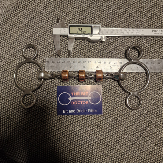 5.5" Abbey custom small ring waterford copper roller universal gag bit B1239