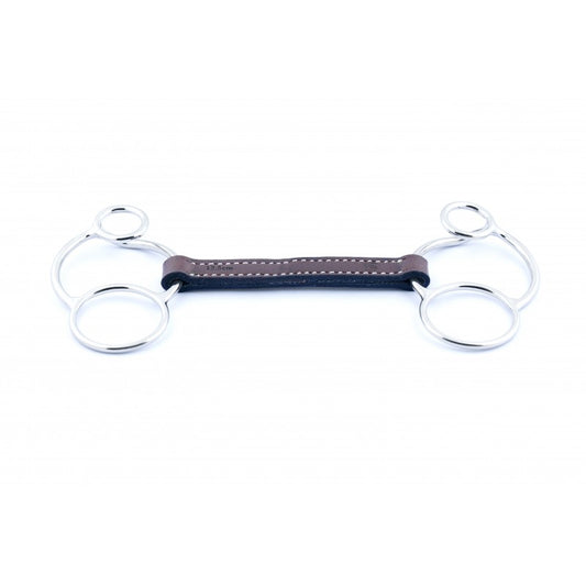 Jump'In flat leather 2.5 ring universal gag Bit