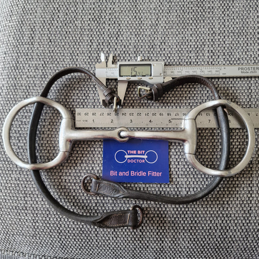 5.5" cheltenham Gag Jointed bit with leather cheeks B49