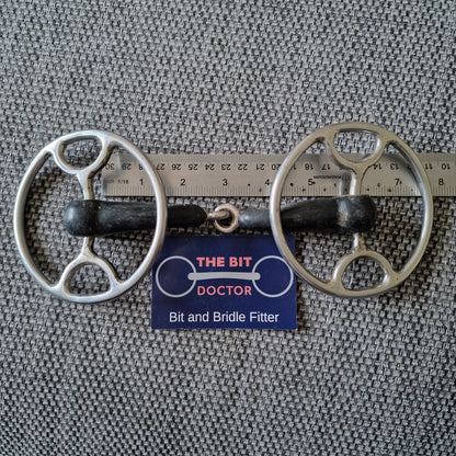 5.5" Abbey custom vulcanite jointed cartwheel gag bit B628