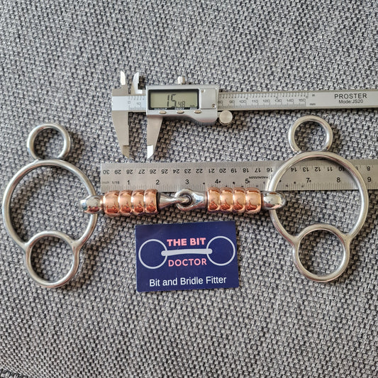 5.5" custom cherry roller jointed 2.5 ring universal gag bit B101