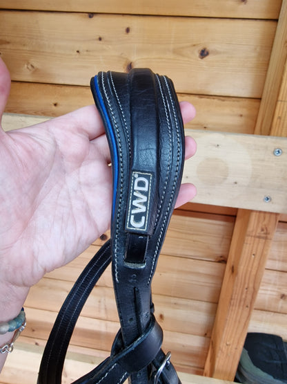 Cob black and blue CWD Mademoiselle custom made bridle grackle
