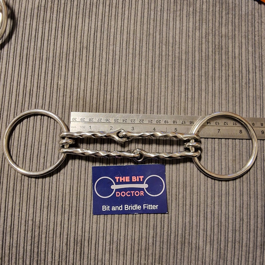 5.5" Custom w-mouth Barry twisted loose ring snaffle bit B402