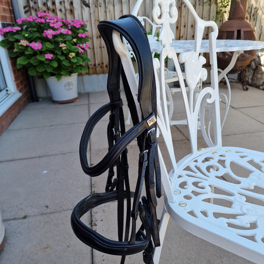 Full black Premier Equine Verdura Padded cavesson bridle A34