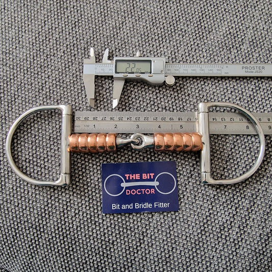 5.5" custom made d-ring copper roller jointed snaffle bit B31