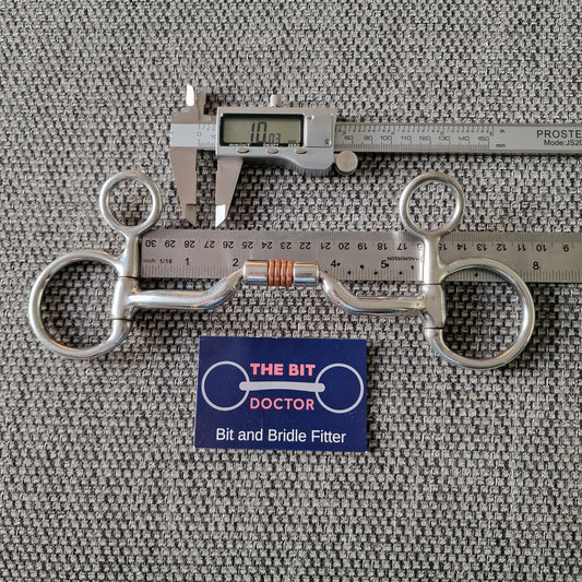 5.5" low port barrel hanging cheek snaffle Bit B1004
