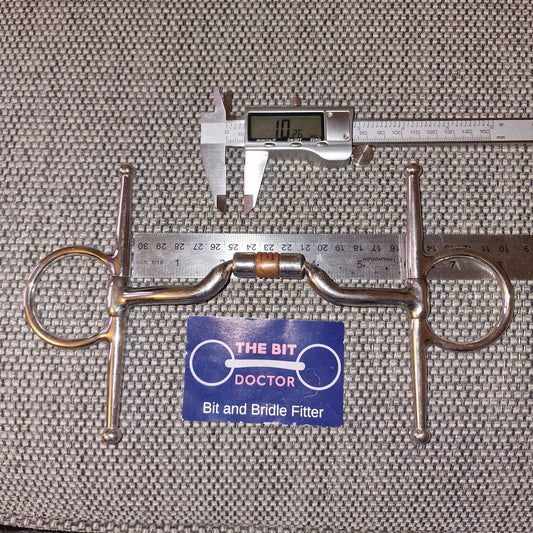 5.75" copper roller ported barrel full cheek snaffle bit B874