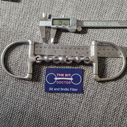 5.25" custom made D-ring waterford Snaffle bit B725