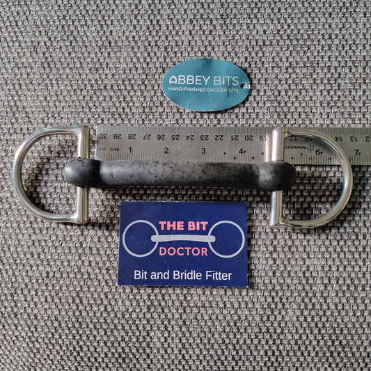 4.5" new abbey custom bendy rubber neat pony d-ring snaffle bit B1060