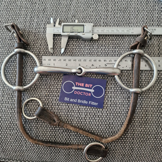 5.5" jointed balding gag bit with leather cheeks B206