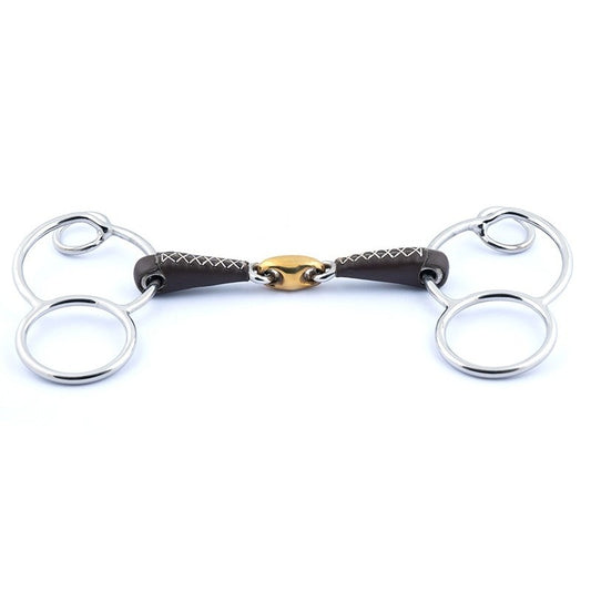 Jump'In leather copper lozenge 2.5 ring universal gag Bit